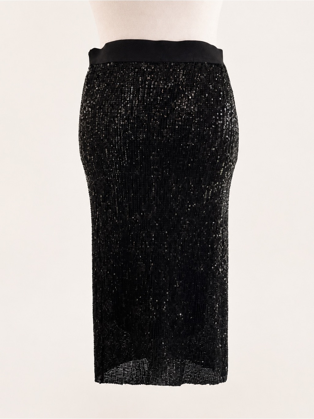 YA Los Angeles Black Sequin Body Con Midi Skirt - Size M
